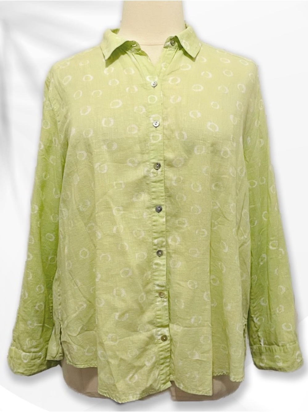 Chico’s Linen Blend Button Down 4/XXL